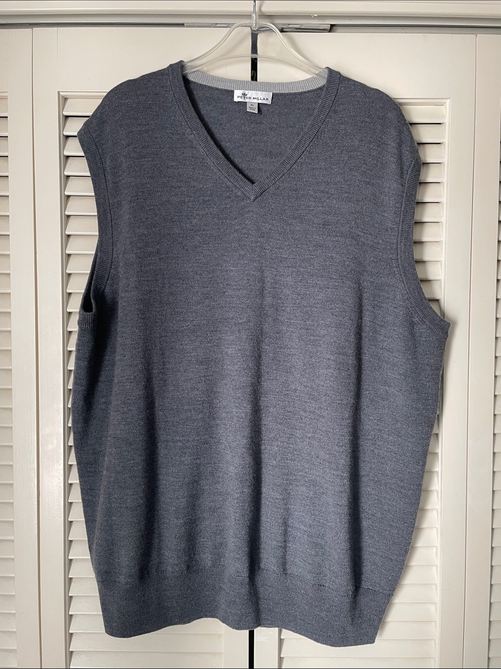 NWOT Peter Millar Men's V-Neck Sweater Vest in Charcoal Gray Sz XL wool / silk
